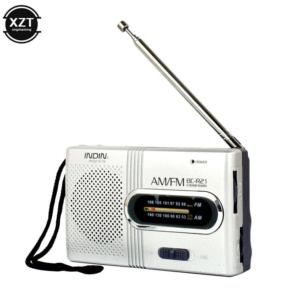 Newest Portable AM/FM Mini Radio Handheld Dual Band Music Player Speaker with Telescopic Antenna Outdoor Radio Stereo BC-R21