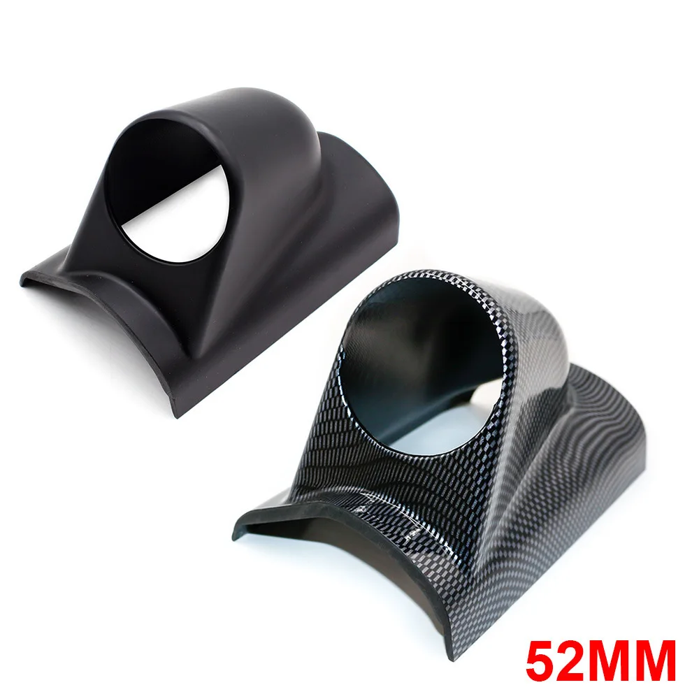 52mm Instrument Bracket Black Single Hole Left Bracket Instrument Cover Abs Carbon Pattern
