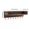 Rustic Wood Floating Shelf Wall Mounted for Entryway Decor Key Holder Rack with 8 Key Hooks For Hanging Keys Coats Dog Leashes 4