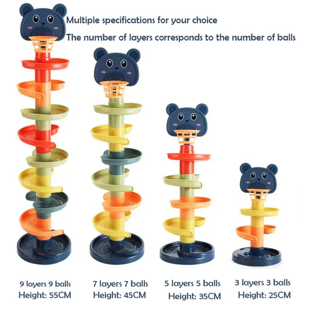 2-7 Layes Track Rolling Ball Pile Tower Early Educational Toy for Babies Rotating Track Educational Stacking Toy for Kids Gift 4