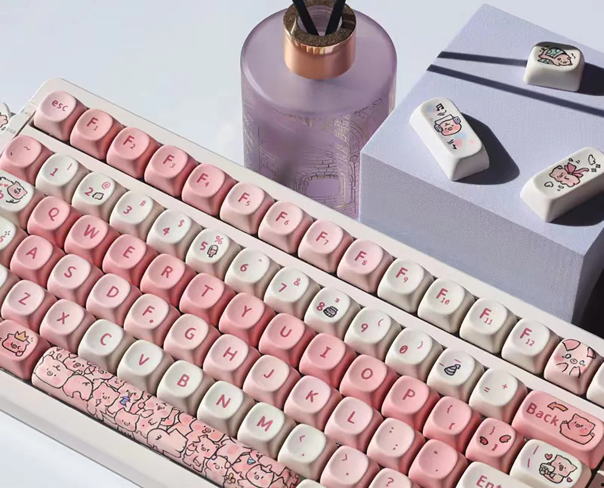 

139 Key Cute and Personalized Fragrant Pig Key Cap MOA Height PBT Key Cap Adapts to 61/63/64/68/75/84/87/98/104/108