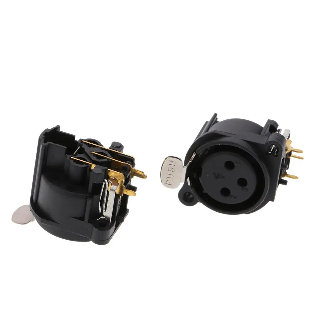 Durable 2x Xlr Female Socket Connector 90 Degree Bend Pin Replacement