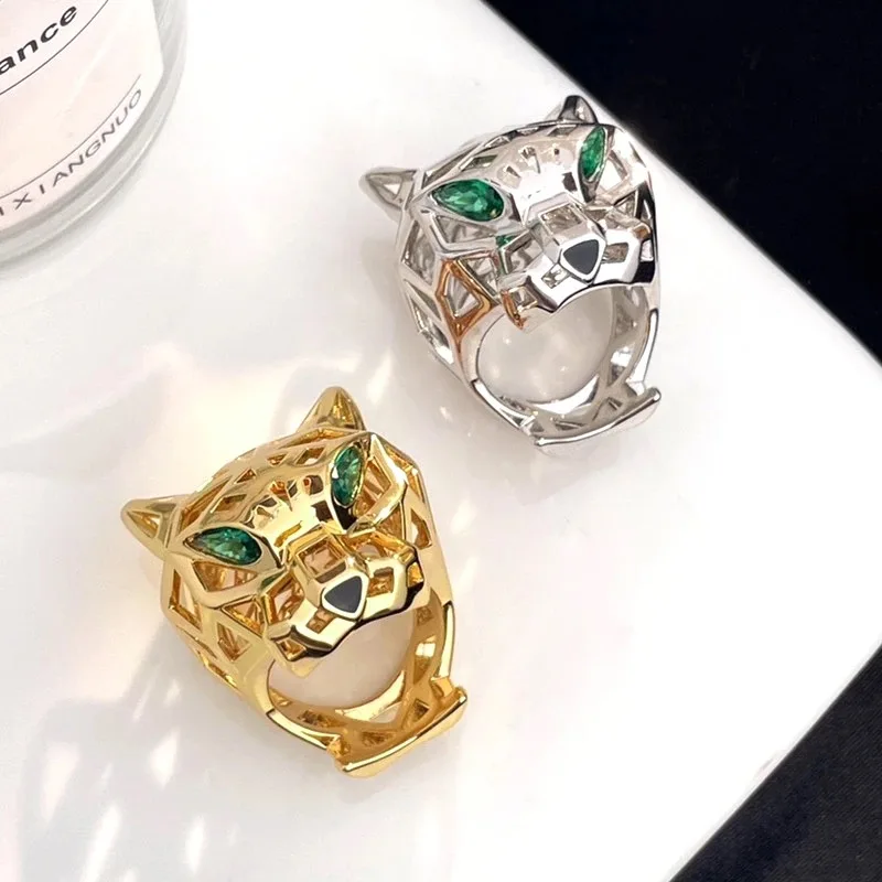 

Hot new 925 sterling silver Hollow leopard ring for ladies personality trend luxury brand jewelry party gift