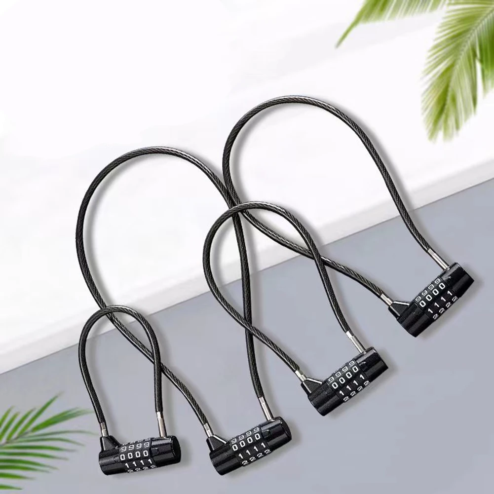 Garden Padlock Combination Lock Indoor Safety 5mm Steel Cable Anti-Corrosion Feature Keyless Convenience For Bicycles 5