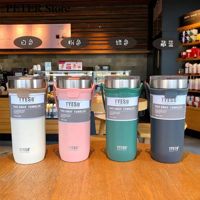 530/750ML Tyeso Stainless Steel Thermos Mug Portable Vacuum Flask Thermal Bottle Tumbler Thermo Cup With Straw Copo Termico