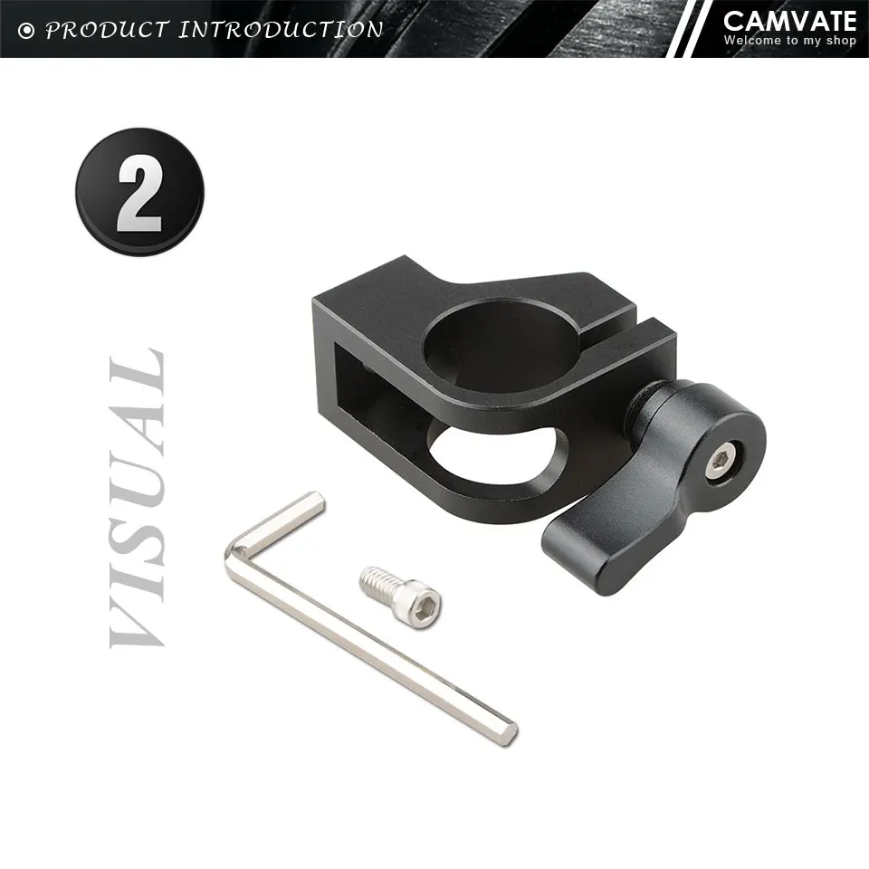 Standard 19mm Single Rod Clamp With 1/4"-20 Thread Screw For 19mm Rod Support Sy