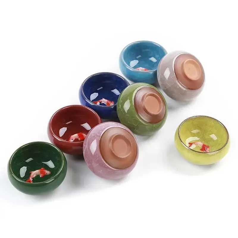 Ceramic Golden Fish China Tea Cup Set Mug Chinese Cups and Mugs Japanese Te Cup Teacup Teacups Jingdezhen Bowl Puer Coffee 6pcs tea cup tea set