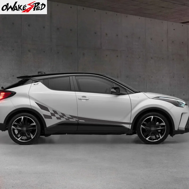 2pcs For Toyota C-HR Racing Flag Sport Stripes Car Sticker
