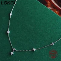 LGKGL Read S925 Sterling Silver Plated 18K Gold Sparkling Zircon Flower Necklace for Women Girl Exquisite Party Jewelry Gifts 5