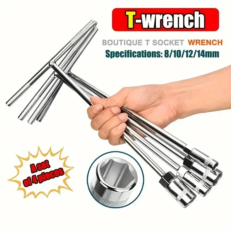 T-type socket wrench (hexagonal), manual socket rod, sizes: 8/10/12/13 ...
