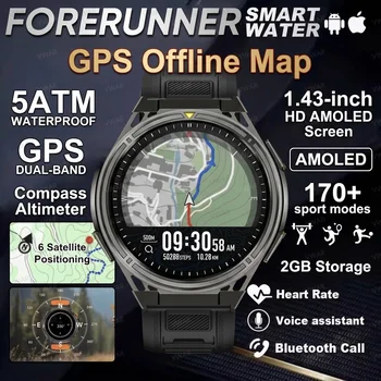 Forerunner 965 Smartwatch GPS con 2GB di Memoria Mappe Offline Impermeabile 5ATM Schermo AMOLED Bussola Altimetro Orologio Sportivo da Uomo
