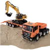 1:18 Huina Plastic 1319 RC Assembled Tractor Truck with Flatbed Trailer Remote Control Excavator Outdoor Toy Model 1