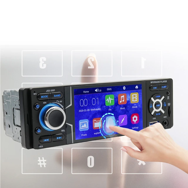 Radio Bluetooth Coche, 1 Din Reproductor MP5 con Pantalla Táctil de 4,1  Pulgadas, Manos Libres, Audio, USB, TF, 7 Colores, Sistema de Iluminación  Estéreo, Unidad Principal 7805C - AliExpress