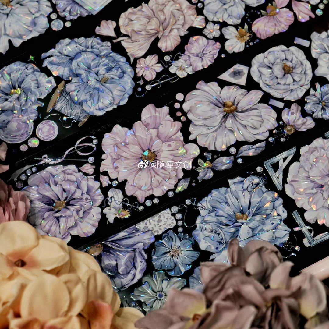 

Blue Pruple Flower Shiny PET Tape