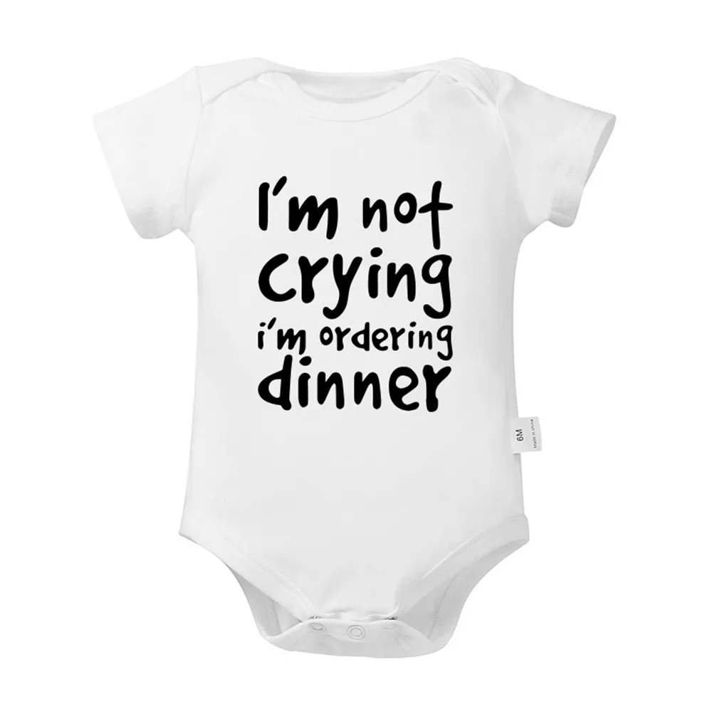 Baby I'm Not Crying 2024 Newborn Baby Bodysuits Summer Boys Girls Romper Body Pregnancy Reveal Clothes 2