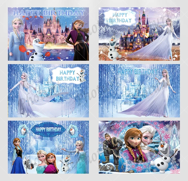 Fondos de Frozen de Disney para niños y niñas, decoración de cumpleaños de  princesa Anna y Elsa, tela de vinilo, suministros para Baby Shower, regalos  - AliExpress