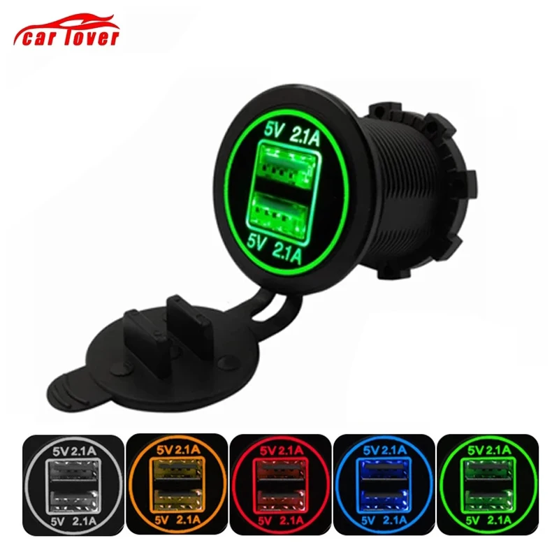 

Waterproof 12-24V 4.2A Dual USB Fast Charger Power Outlet Adapter LED USB Ports Car Charge for Motorcycle car Boat ATV Truck
