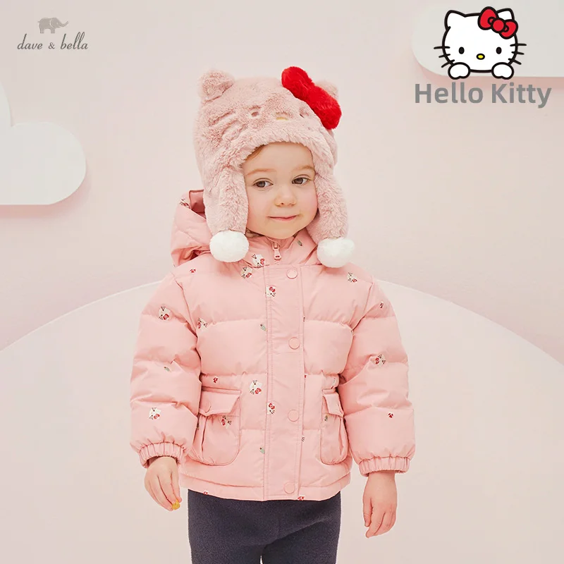 

Пуховик детский зимний с капюшоном и принтом «Hello Kitty», DB4223641