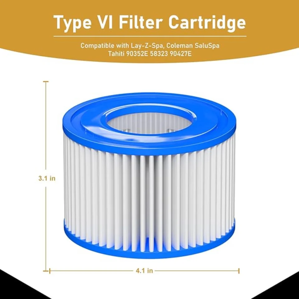 thumbnail image 2 of 6 Pack Hot Tub Filter Replacement For Coleman Saluspa Hot Tub Filters And Lay Z Spa Type Vi Spa Filter Replace 2 of 11