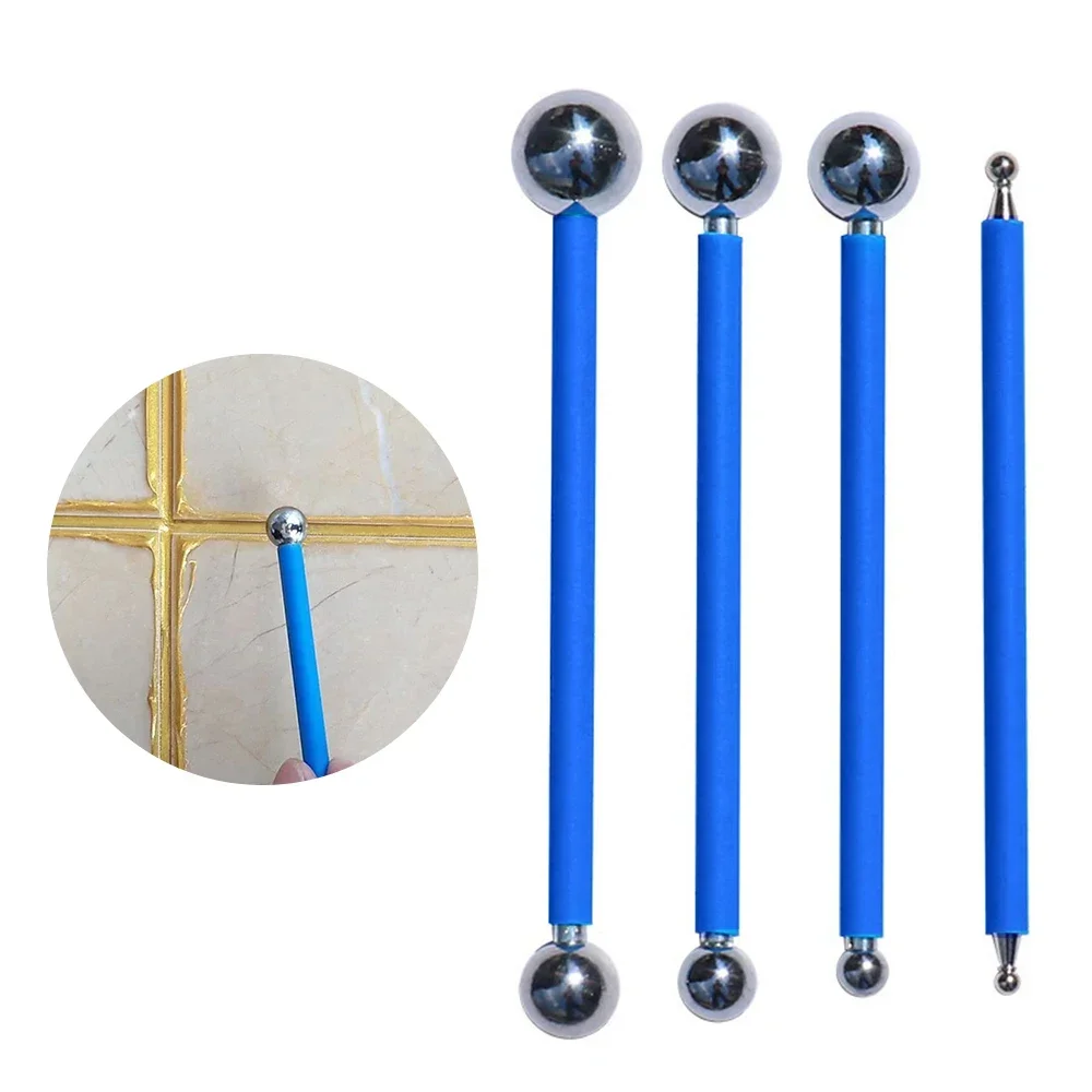 4pcs Professional DIY Stainless Steel Polymer Clay Tools Filling and Caulking Kit Tile Grout Floor Pressure Seam Stick 4pcs dotting modeling ball tools double ended 8 ball stainless steel clay ceramics pottery carving embossing sculpting tools