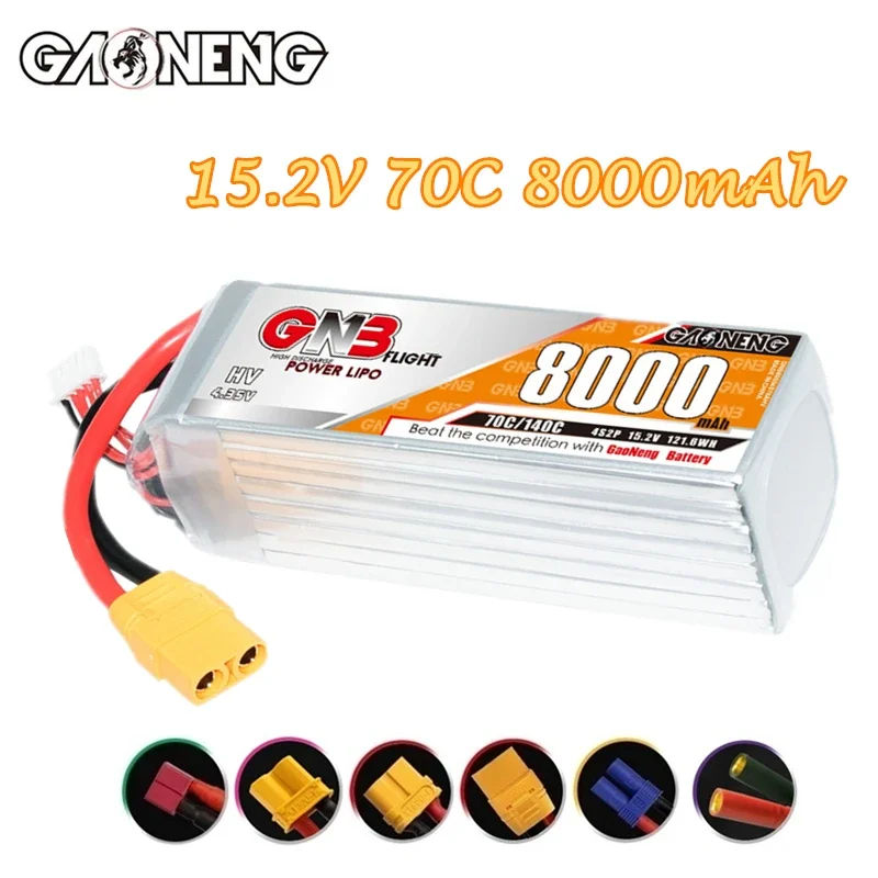 

Аккумулятор GNB 4S 15,2 в 8000 мАч 70C/180C LiPo для радиоуправляемых самолетов, вертолетов, радиоуправляемых лодок, автомобилей, аккумулятор 15,2 в с разъемом XT60/T