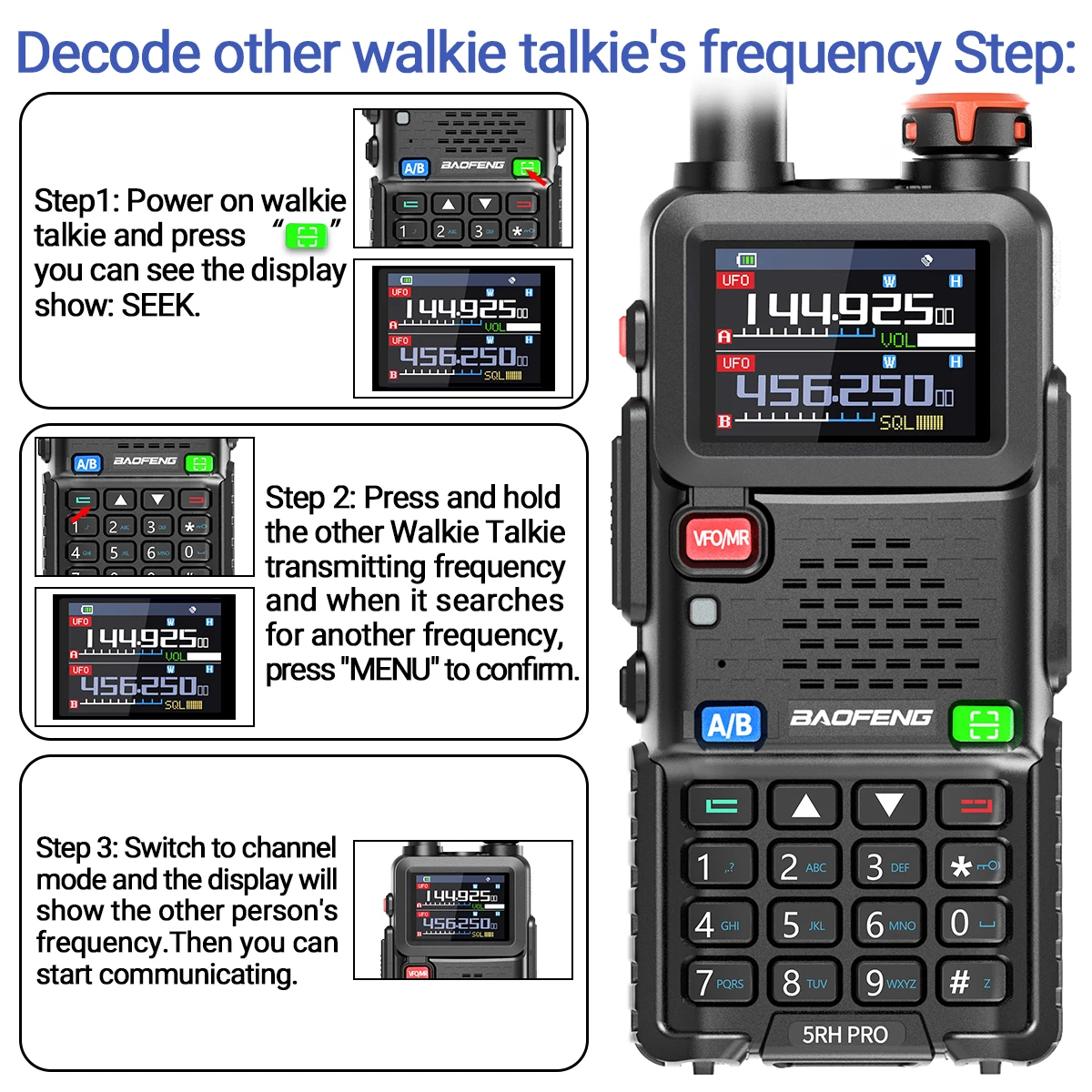 2PCS Baofeng UV-5RH PRO  GPS Multi Band Walkie Talkie Wirless Copy Frequency  NOAA Type-C Long Range UV-5R Two Way Ham Radio 3