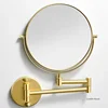 Gold foldable double-sided makeup mirror bathroom mirror 1:3X makeup mirror wall mounted circular mirror bathroom supplies 1