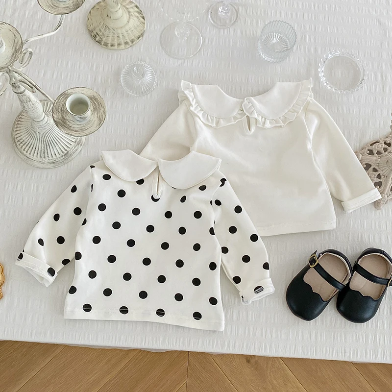 Autumn Spring Infant Baby Girls Clothing Toddler Baby Girl T-shirt Cotton Long Sleeve Dot Printing Newborn Girls T-shirt