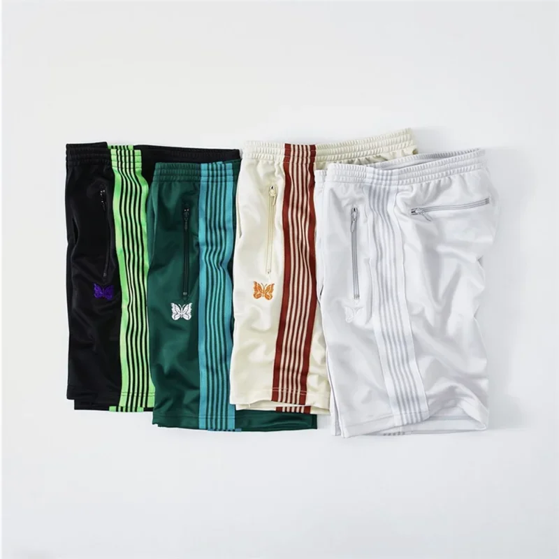 

2023ss Green Needles Shorts Men Women High-Street Needles Shorts Embroidery Butterfly Logo AWGE Track Breeches