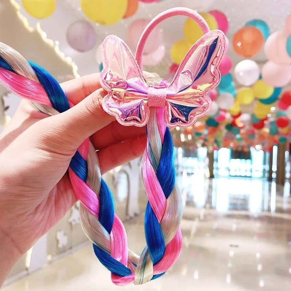 Girls Unicorn Hair Bow Kids Rainbow Hair Tie Princess Accessories Toddler Snowflake Elastics Baby Accessories No Damage Braid