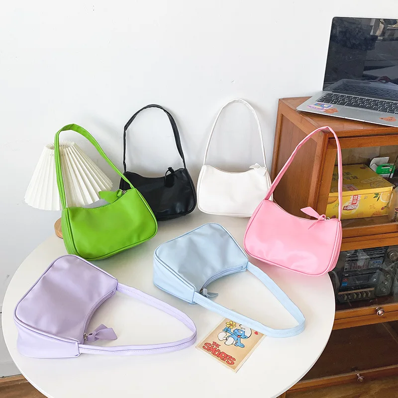 Bolsos de mano Retro de Color sólido para mujer, bolso de hombro de cuero PU, informal, 2023