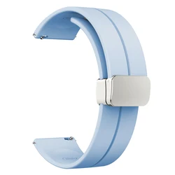 Magnetic Silicone Breathable Sports Smart Watchband Replacement Strap for 22mm watch strap (Light purple)