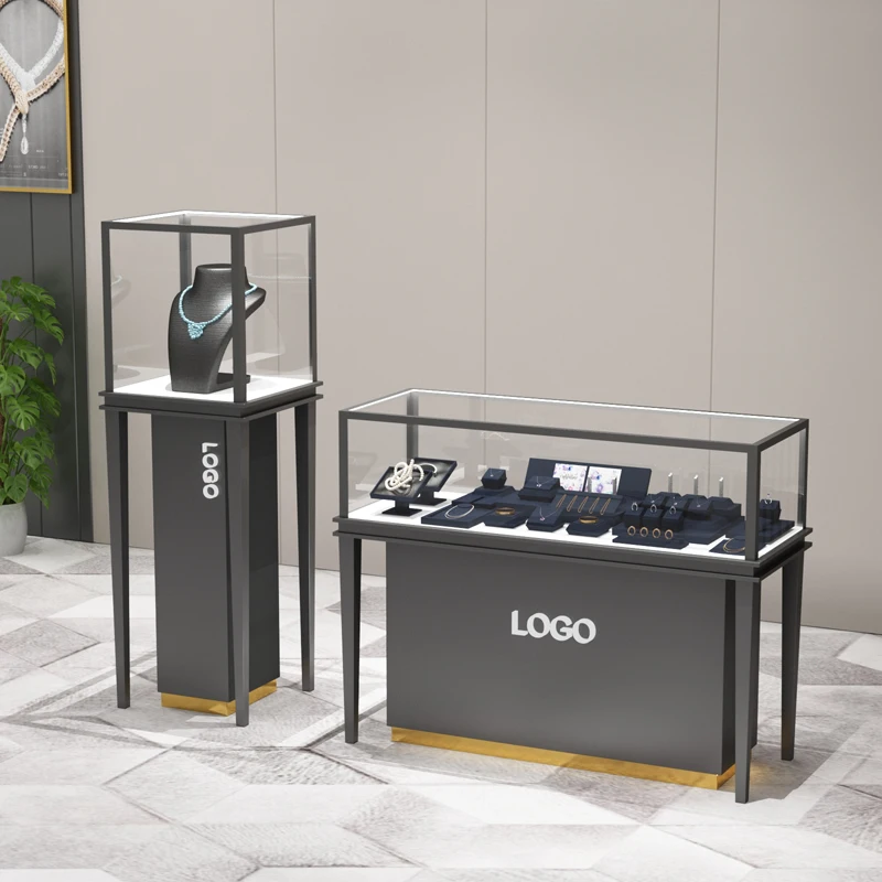

Tempered glass jewelry store display showcase bespoke jewelry store furniture jewelry display cabinet stand for retail jewellery