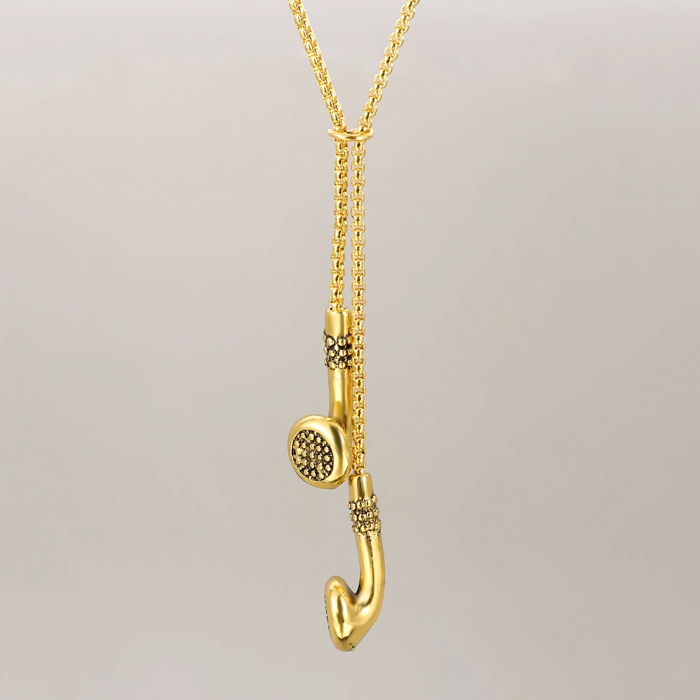 Hip-Hop Music Headphones Pendant Necklace for Men