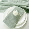 100pcs Wholesale 32x32cm Sage Green Gauze Cotton Napkin Reusable Wedding Party Christmas Table Decor Retro Burrs Cloth Napkins 1