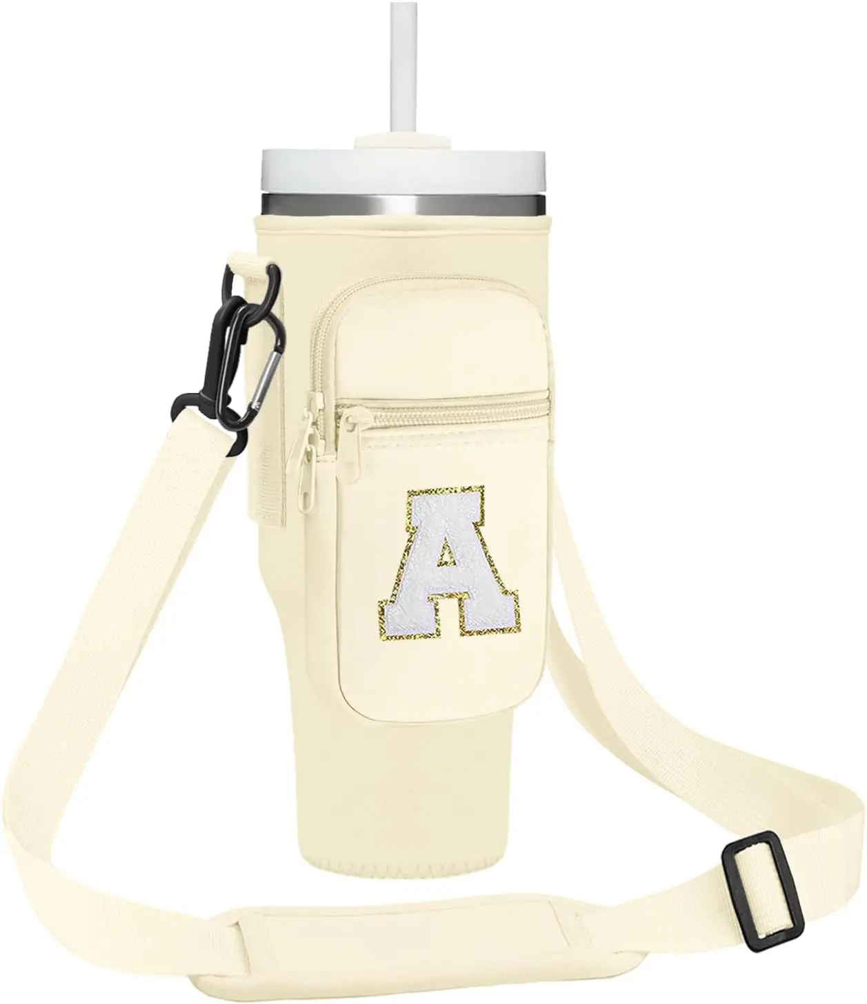 

A-Z Water Bottle Carrier Bag with Adjustable Crossbody Strap for Stanley 40oz Tumbler Stanley Cup Accessories for Hiking Camping