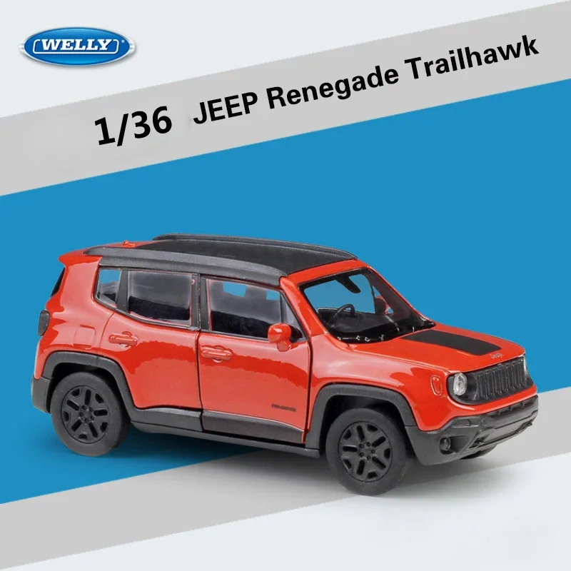 

Welly 1:36 JEEP Renegade Trailhawk внедорожник, тяговый автомобиль, металлический Литая Игрушечная машина из сплава для детей