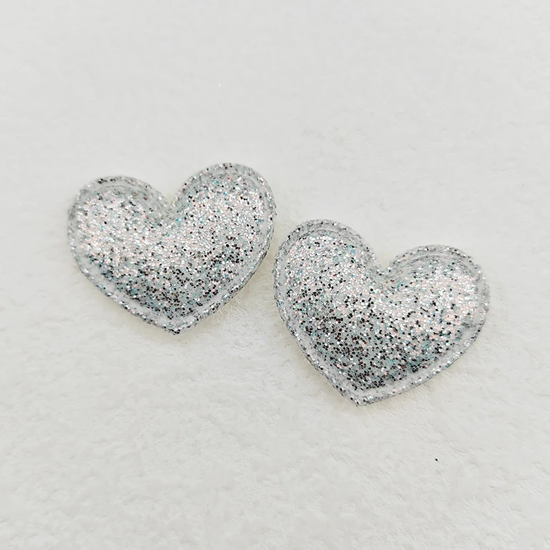 100Pcs 3,5*3CM Glitter Stoff Herz Applikationen Für Kleidung Hut Nähen Liefert DIY Headwear Haar Clip Bogen decor Patches – Detail 14
