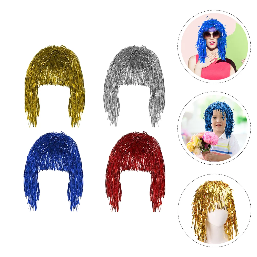 

5 Pcs Rain False Hair Short Wigs Party Universal Women Costume High Temperature Wire Shiny Cosplay Fake Miss