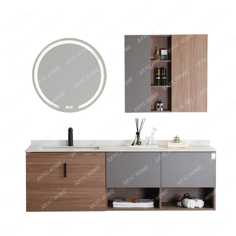 

Bathroom Cabinet Stone Plate Wash Table American Smart Mirror Anti-Fog Large Size Locker Ceramic Washbasin