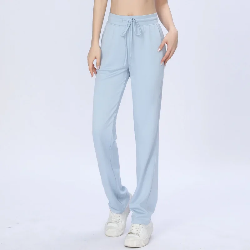 Women's Loose Fit Quick Dry Sports Yoga Pants Straight Leg Running Trousers Casual Long Wide Leg Gymnastics Long Pants