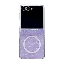Luxury Shell Pattern Magnetic Phone Case with Bracket and Shockproof Protection - Galaxy Z Flip 8 (PURPLE)