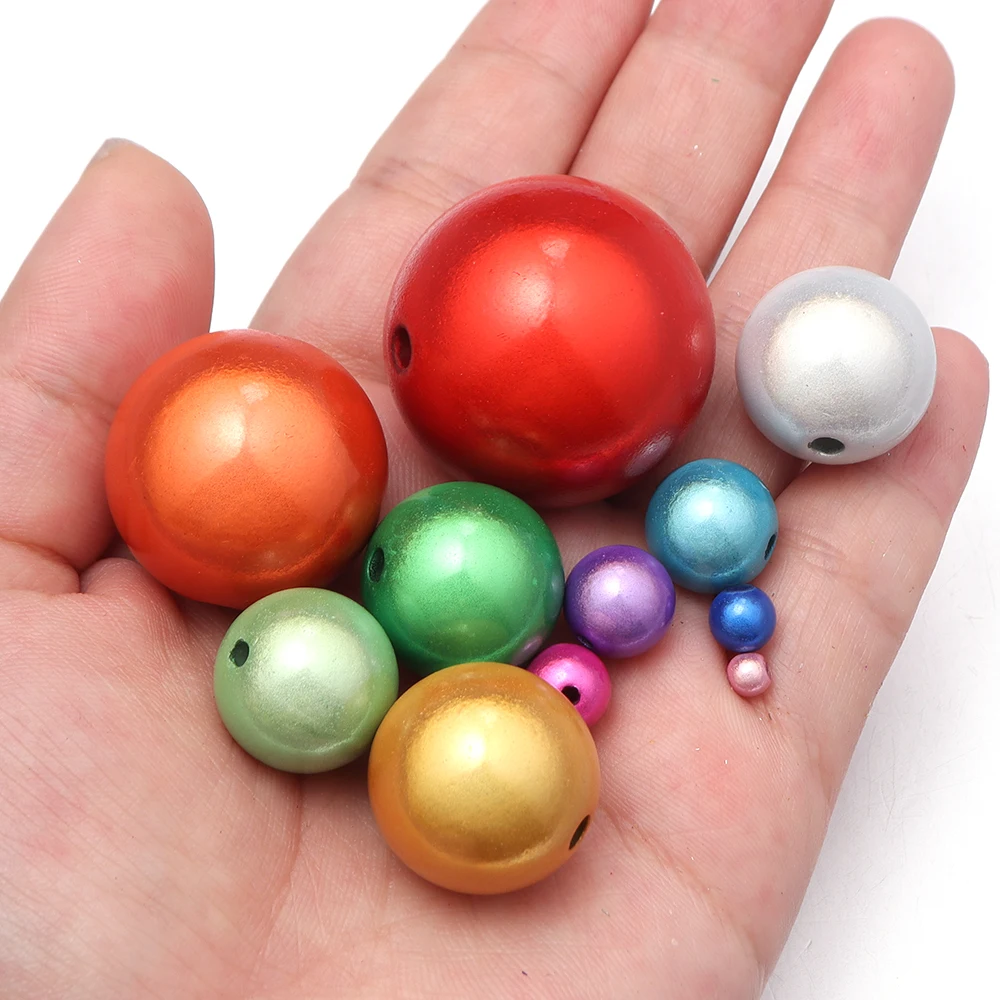 4-30mm ABS 반사 3D 미라클 샤이닝 드림 아크릴 원형 스페이서 비즈 레이저 직선 구멍 비즈 장 DIY 제작