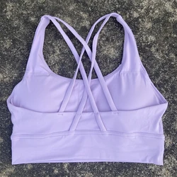 Women's Solid Color Athletic Sport Bra with Cross-Back Design - High-Quality, Shockproof, with Removable Chest Pads for Gym and Yoga Workouts (Orchid)