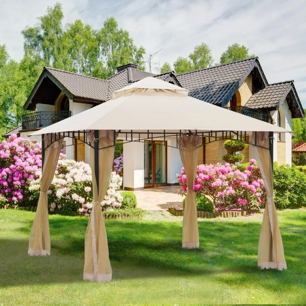 

[Flash Sale]10ft x 10ft Outdoor Patio Gazebo Canopy Tent Beige/Coffee[US-Inventory]