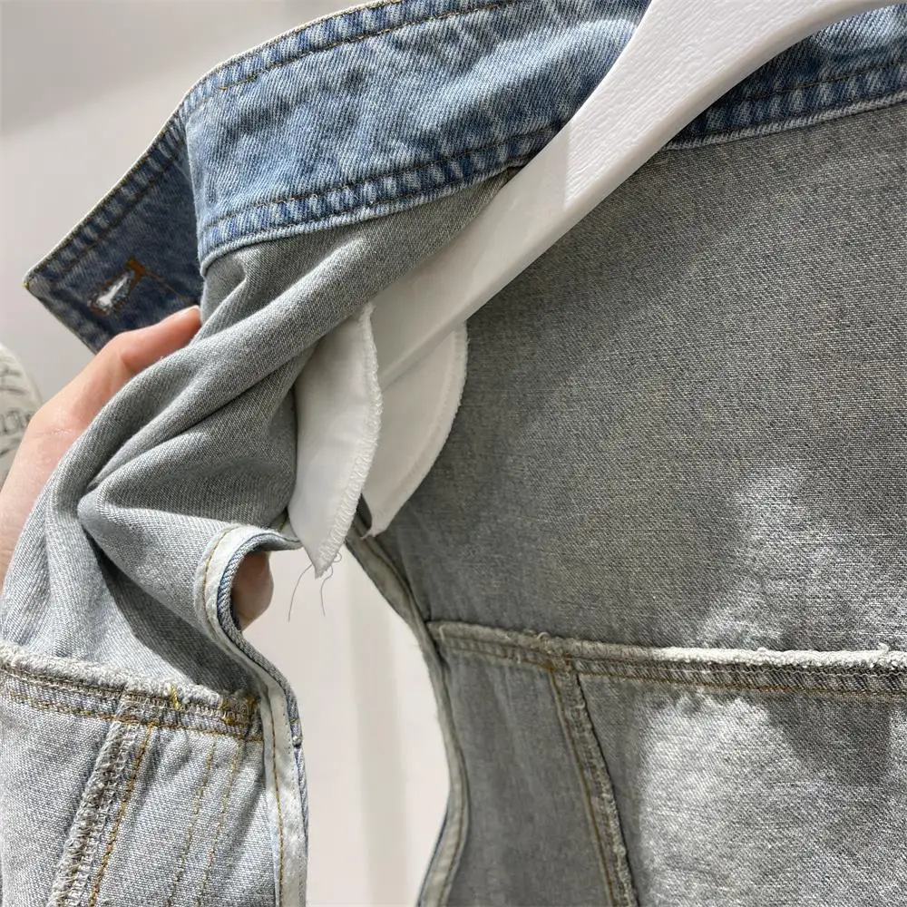 Stand Up Collar Denim Vest Sleeveless Jacket for Women Spring and Summer Design Vintage Fashion Camisole Jacket Ins Clothes Top