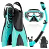 4-in-1 Adult Snorkel Set, Panoramic Anti-Fog Mask + Dry Top Snorkel + Adjustable Fins with Travel Bag for Diving Swimming