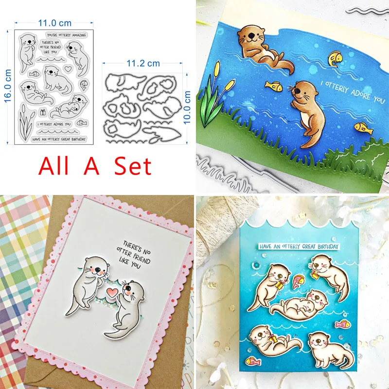 

Otter New Metal Cutting Dies Stamps Stencils Scrapbooking Embossing DIY Paper Cards Stamp and Dies Sat