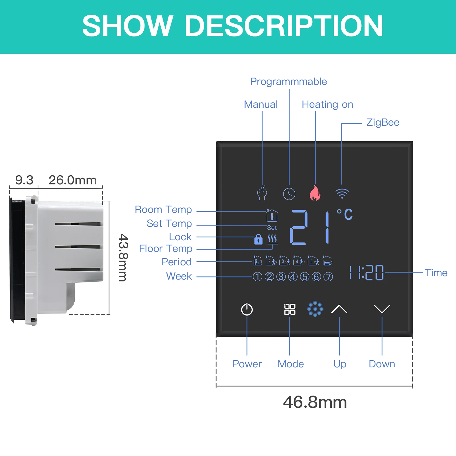 quarto termostato controlador de temperatura alexa google app backlight 05