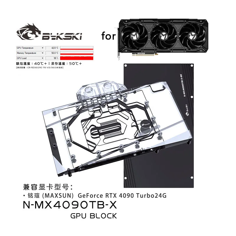 Bykski Water Block Per Maxsun Geforce Rtx 4090 Turbo 24G / Palit Rtx4090 Gamerock Gpu Card/Radiatore Di Raffreddamento In Rame/N-Mx4090Tb-X